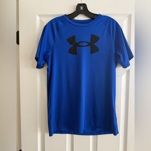 Under Armour Kids Royal Blue Tee with Black Logo Youth XL loose fit